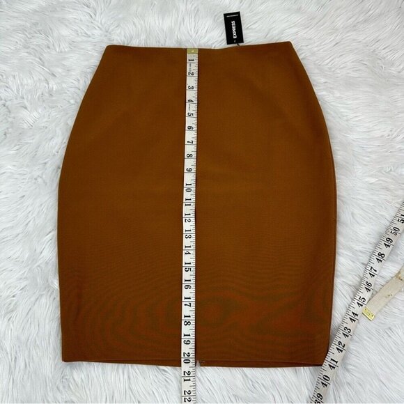 Express Women’s NWT Copper Brown Stretch Old Money Career Pencil Skirt 0/W25 - Picture 12 of 13